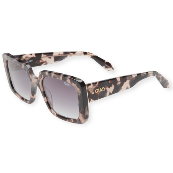 QUAY Total Vibe Sunglasses Milky Tortoise Frame Smoke Gradient Lens Square NWT main image 14